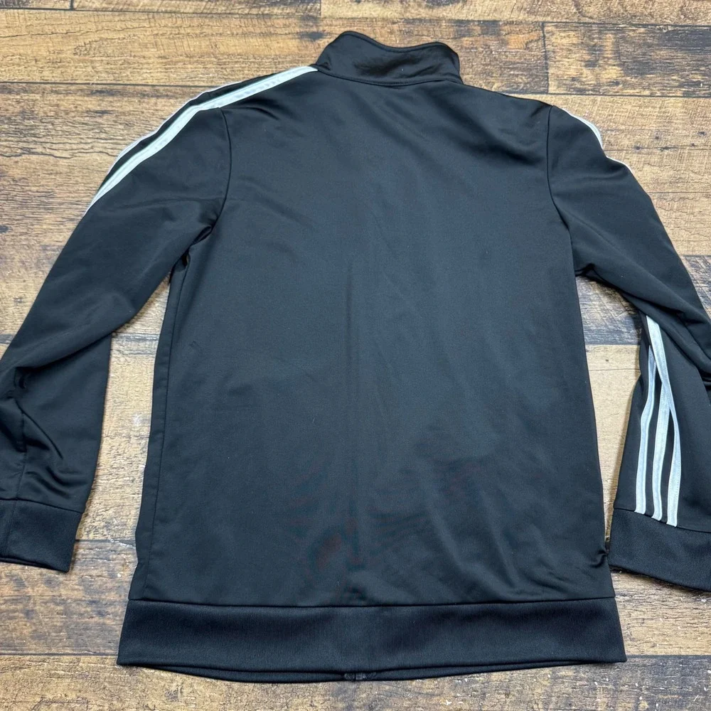 Adidas Kids Track Jacket Black White 3‎ Stripe Full Zip Regular Fit Size L 14 16